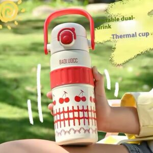Stainless steel thermos cup for kids with straw